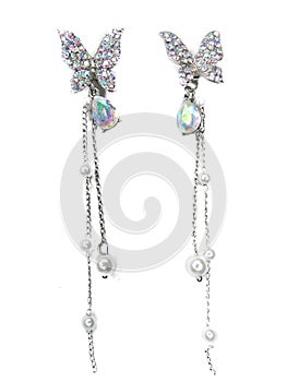 Jewelry fashion earrings background with colorful crystals