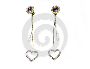 Jewelry fashion earrings background with colorful crystals