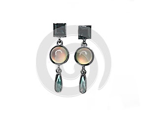 Jewelry fashion earrings background with colorful crystals