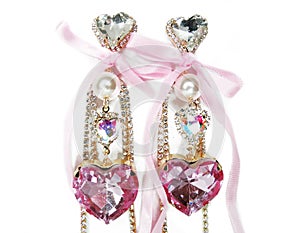 Jewelry fashion earrings background with colorful crystals