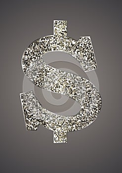 Jewelry in the form of dollars on dark background