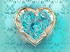 Jewelry heart with turquoise roses