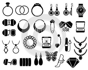 Jewelry icons set for your site, isolated on white