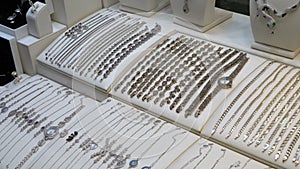 Jewelry made of Silver on the Shop Window
