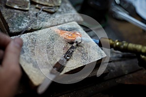 Jewelry making close-up details of the production