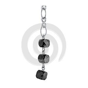 Jewelry pendant with black opaque semi-precious stones and minerals