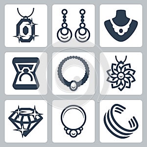 Jewelry related icons set