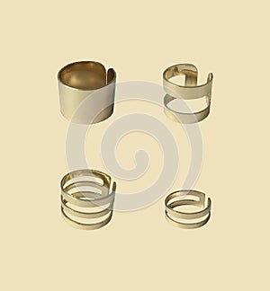 Jewelry rings pattern. Gold fashion accessories