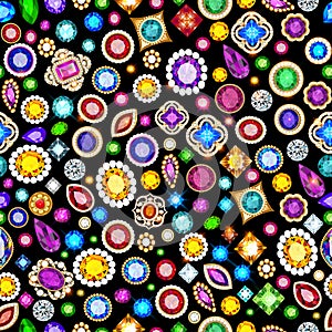 jewelry seamless background with bright gems gemstones