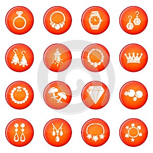 Jewelry shop icons set red