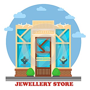 Jewelry shop or store with ornaments on maneken photo