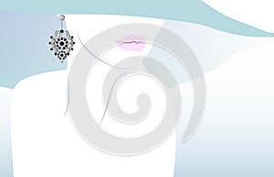 Jewelry store filigree earrings design, background with elegant woman, illustration