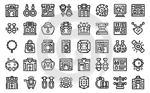 Jewelry store icons set outline vector. Fashion retail