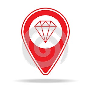 jewelry store map pin icon. Element of warning navigation pin icon for mobile concept and web apps. Detailed jewelry store map pin