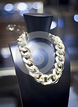 Jewelry store shop window necklace