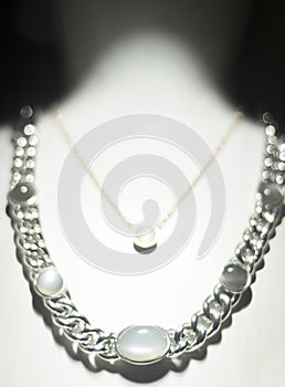 Jewelry store shop window necklace