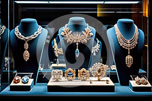 Jewelry Store Showcase, Luxury Retail Store Window Display Showcase, Jewelry Diamond Rings