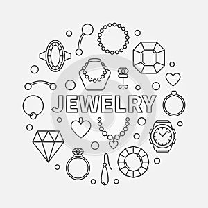 Jewelry vector minimal round illustration in outline style