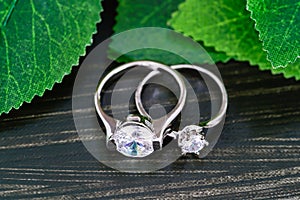 Jewelry wedding diamond rings on black