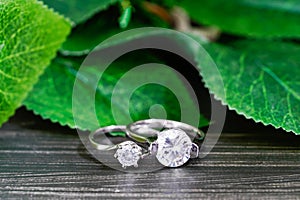 Jewelry wedding diamond rings on black