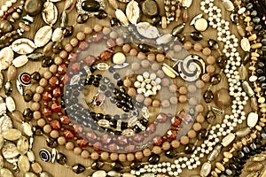 Jewelry on wooden background