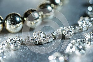 Jewels with diamonds close-up on a light background