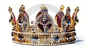 Jewels and gold Crown of the king or queen. Generative AI