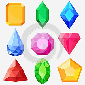 Jewels set, gems and diamonds vector