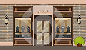 Jewerly shop store facade with storefront vector