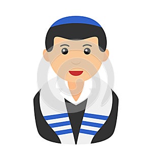 Jewish Boy Avatar Flat Icon on White