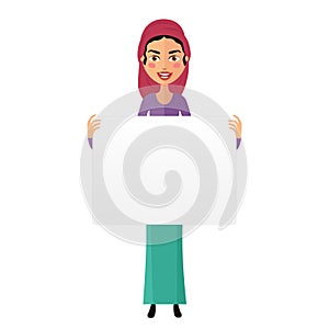 Jewish business cartoon man holding banner isolated on white background vector