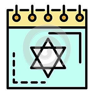 Jewish calendar icon color outline vector