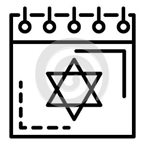 Jewish calendar icon, outline style