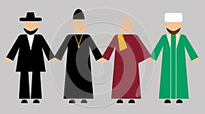 Jewish, Christian, Buddhist, Muslim clergy photo