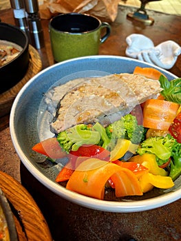 Jewish dish gefilte fish with vegetables