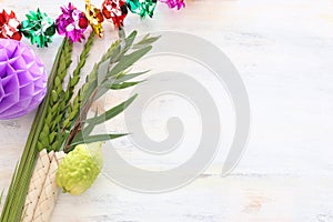 Jewish festival of Sukkot. Traditional symbols.