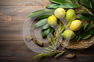 Jewish festival of Sukkot. Traditional symbols Etrog, lulav, hadas and arava