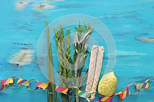 Jewish festival of Sukkot. Traditional symbols The four species: Etrog citron, lulav palm branch, hadas myrtle, arava
