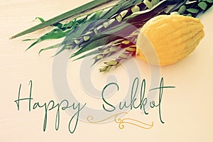 Jewish festival of Sukkot. Traditional symbols The four species: Etrog, lulav, hadas, arava.