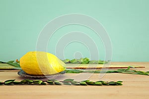 Jewish festival of Sukkot. Traditional symbols The four species: Etrog, lulav, hadas, arava