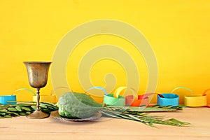 Jewish festival of Sukkot. Traditional symbols The four species: Etrog, lulav, hadas, arava