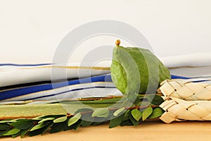 Jewish festival of Sukkot. Traditional symbols The four species: Etrog, lulav, hadas, arava