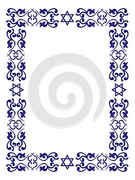 Jewish floral border with David star photo