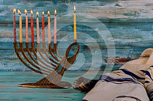 Jewish holiday hannukah symbols - menorah