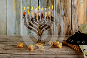 Jewish holiday hannukah symbols - menorah