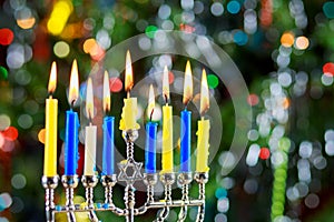 Jewish holiday hannukah symbols - menorah