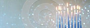 jewish holiday Hanukkah background with menorah