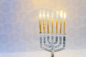 jewish holiday Hanukkah Festive composition for on dark background photo