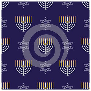 Jewish holiday Hanukkah seamless pattern