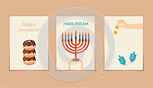 Jewish holiday hanukkah three cards